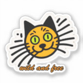 野生で自由な黒猫 シール (正面)