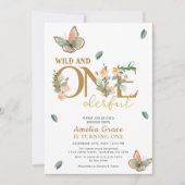 野生でonederful桃のフローラ1st誕生日 招待状 (正面)