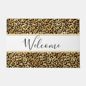 野生とエキゾチックのヒョウのプリントパターンへようこそ ドアマット (正面)