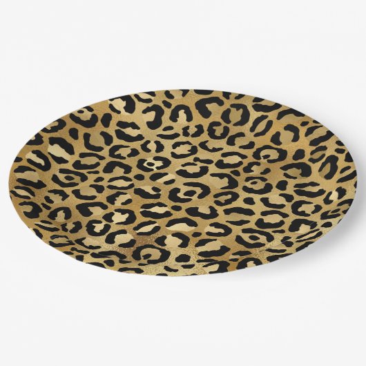 野生とエキゾチックのヒョウのプリントパターン ペーパープレート (アングル)