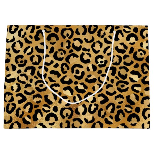 野生とエキゾチックのヒョウのプリントパターン ラージペーパーバッグ (正面)