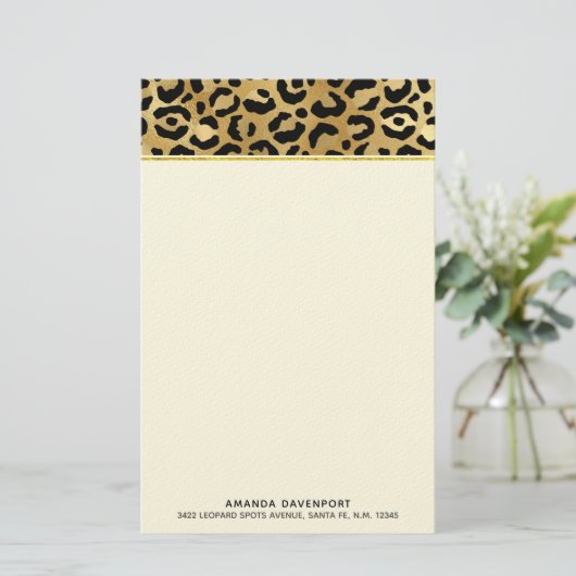 野生とエキゾチックのヒョウのプリントパターン 便箋 (スタンド正面)
