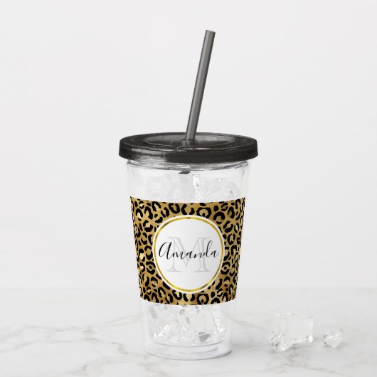 野生とエキゾチックのヒョウ柄モノグラム アクリルタンブラー (アイス裏面)