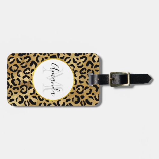 野生とエキゾチックのヒョウ柄モノグラム ラゲッジタグ (正面横)