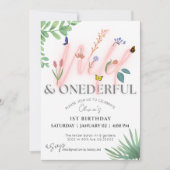 野生とオネダーフルの野花1歳の誕生日 招待状 (正面)