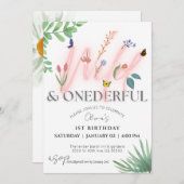 野生とオネダーフルの野花1歳の誕生日 招待状 (正面/裏面)