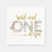 野生とオンダーフル最初の誕生日ベビーガール スタンダードカクテルナプキン (正面)