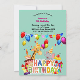 野生とボールパーティー動物子供の誕生日パーティー 招待状