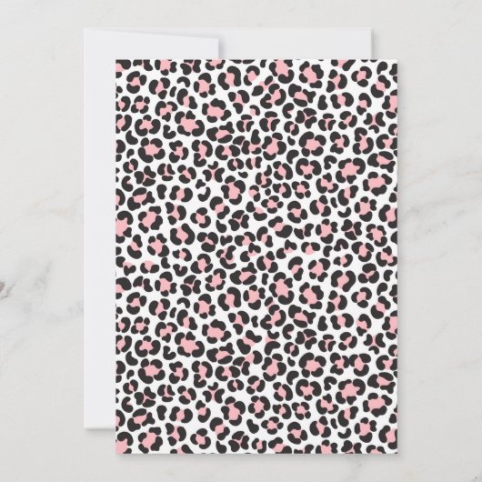野生とワンダーフルヒョウ印刷ピンク誕生日 招待状 (裏面)