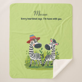 野生と名前のゼブラパーソナライズされたツイン シェルパブランケット