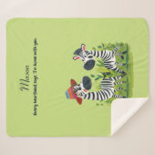 野生と名前のゼブラパーソナライズされたツイン シェルパブランケット (正面(横))