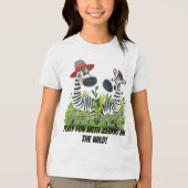 野生と名前のゼブラパーソナライズされたツイン トライブレンドTシャツ (正面)