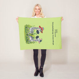 野生と名前のゼブラパーソナライズされたツイン フリースブランケット