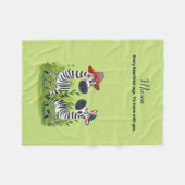 野生と名前のゼブラパーソナライズされたツイン フリースブランケット (正面(横))