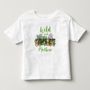 野生と樹木の3番目のサファリ誕生日ジャングル動物T トドラーTシャツ