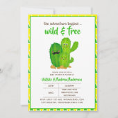 野生と無料サボテンモダンファミリーイエローグリーン 招待状 (正面)