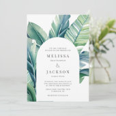 野生と熱帯の葉エキゾチック葉アーチ 招待状 (スタンド正面)
