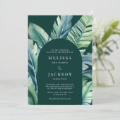野生と熱帯の葉エキゾチック葉アーチ 招待状 (スタンド正面)