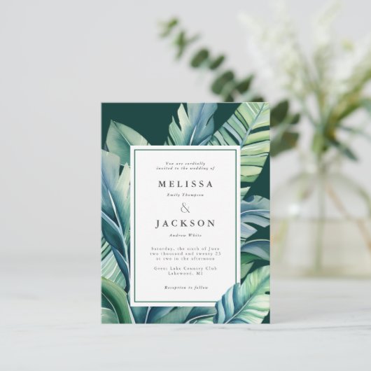 野生と熱帯の離れエキゾチックな葉の緑 ポストカード (スタンド正面)