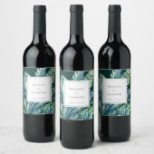 野生と熱帯の離れエキゾチックな葉の緑 ワインラベル (ボトル)