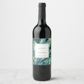 野生と熱帯の離れエキゾチックな葉の緑 ワインラベル (正面)