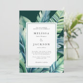 野生と熱帯の離れエキゾチックな葉の緑 招待状 (スタンド正面)