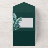 野生と熱帯葉の異国の結婚葉 オールインワン招待状 (外側)