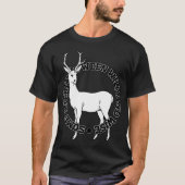 野生と知恵の間にある鹿の線画 Tシャツ (正面)