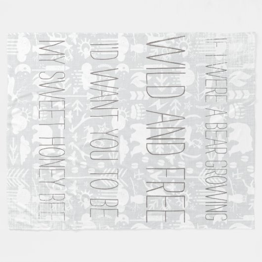 野生と自由なビービーフクロウ模様 フリースブランケット (正面(横))