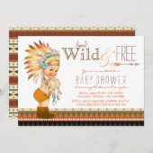 野生と自由な少年たち部族ボホベイビーシャワー 招待状 (正面/裏面)