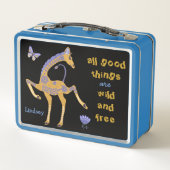 野生と自由ボホパターンキリンパーソナライズされた メタルランチボックス (裏面)