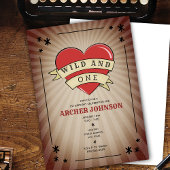 野生と1つのタトゥーハート最初の誕生日の招待 招待状