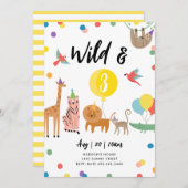 野生と3つのパーティー動物誕生日招待状 招待状 (正面/裏面)