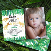 野生と3つの恐竜の男の子第3誕生日写真 サンキューカード