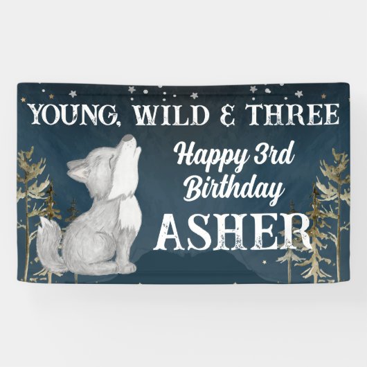 野生と3匹のオオカミのパーティー 横断幕 (横)