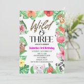 野生と3熱帯動物の3番目の誕生日パーティー 招待状 (スタンド正面)