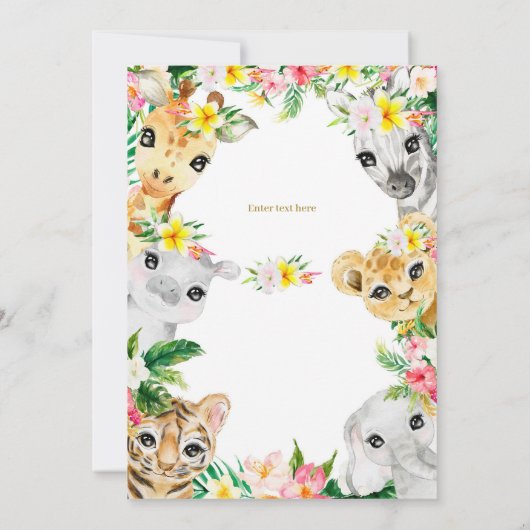 野生と5つのパーティー動物誕生日 招待状 (裏面)