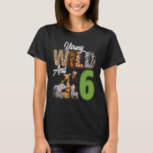 野生と6歳の若い6誕生日サファリ動物園 Tシャツ