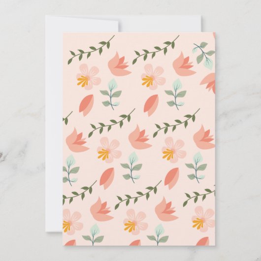 野生とonederful桃のフローラ女の子の最初の誕生日 招待状 (裏面)