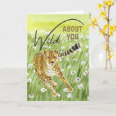野生についてチーター草のフィールドのバレンタイン カード (黄色い花)