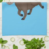 野生のおもしろいイノシシのラズルバック漫画イラストレーション キッチンタオル (折り畳み)