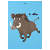 野生のおもしろいイノシシのラズルバック漫画イラストレーション クリップボード (裏面)