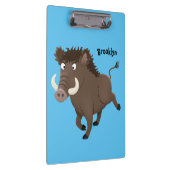 野生のおもしろいイノシシのラズルバック漫画イラストレーション クリップボード (右)