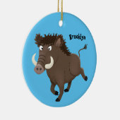 野生のおもしろいイノシシのラズルバック漫画イラストレーション セラミックオーナメント (右)