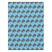 野生のおもしろいイノシシのラズルバック漫画イラストレーション テーブルクロス (正面)