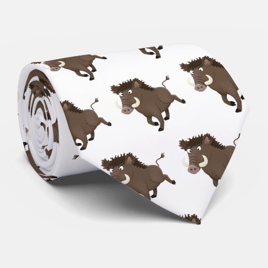 野生のおもしろいイノシシのラズルバック漫画イラストレーション ネクタイ (ロール)