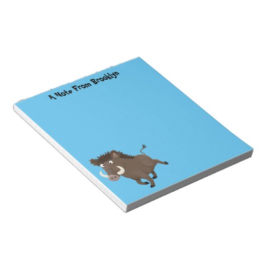 野生のおもしろいイノシシのラズルバック漫画イラストレーション ノートパッド (アングル)