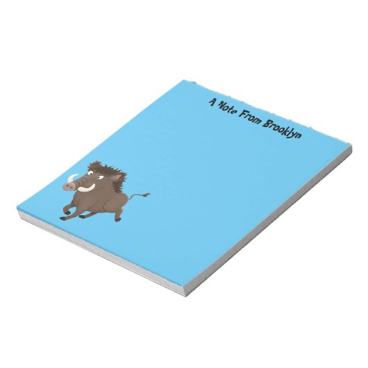 野生のおもしろいイノシシのラズルバック漫画イラストレーション ノートパッド (回転)