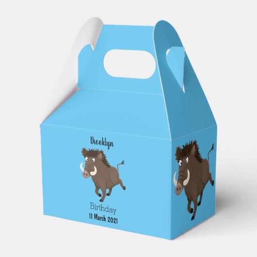 野生のおもしろいイノシシのラズルバック漫画イラストレーション フェイバーボックス (裏面サイド)