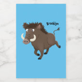 野生のおもしろいイノシシのラズルバック漫画イラストレーション フードラベル (シングルラベル)